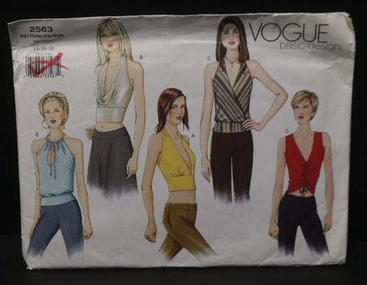 Vogue 2563 Misses Top Sewing Pattern - UNCUT - Size 14 16 18