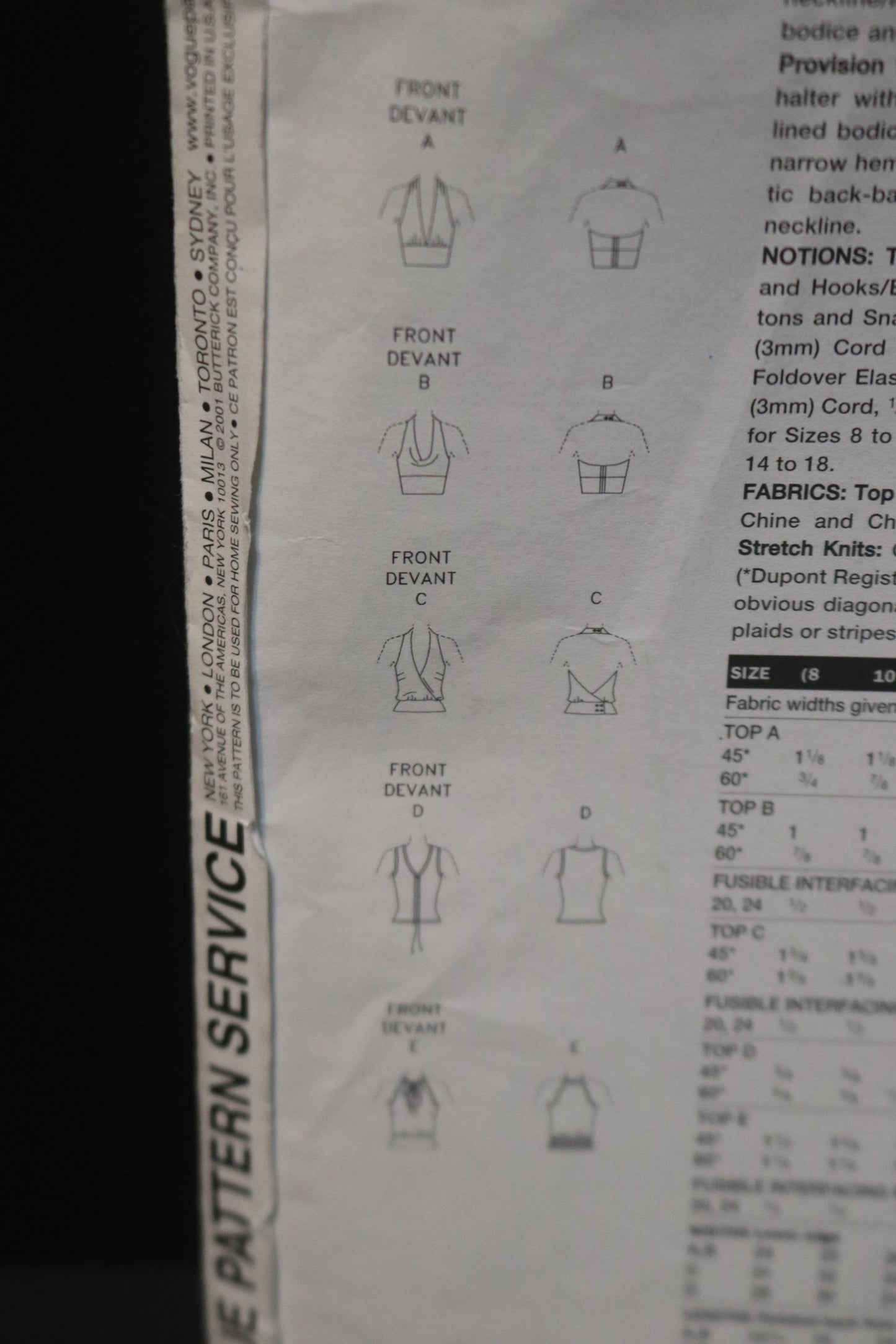 Vogue 2563 Misses Top Sewing Pattern - UNCUT - Size 14 16 18