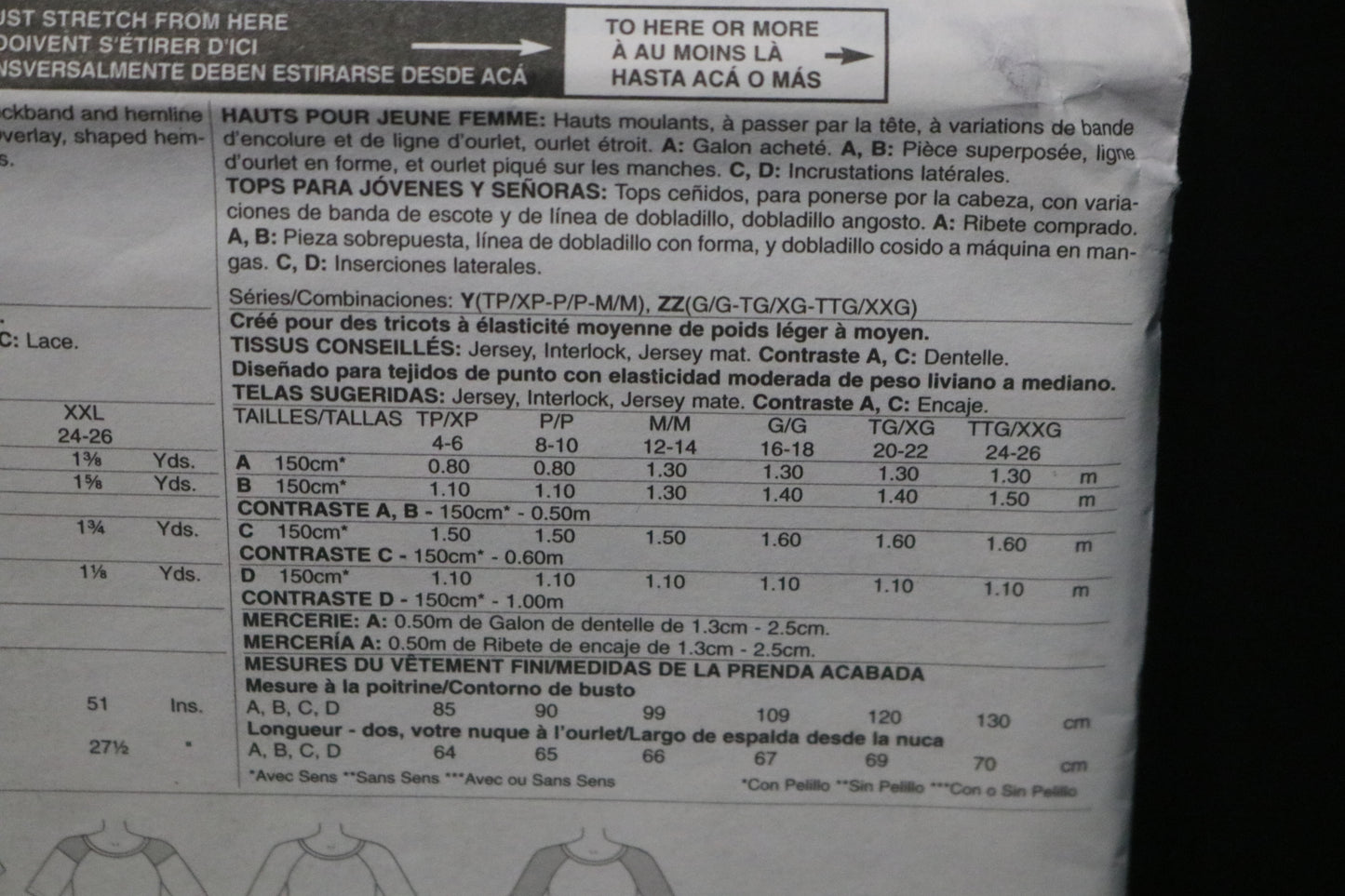 McCalls 7286 Misses Tops Sewing Pattern - UNCUT - Size Xsm Sml Med