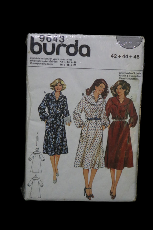 Burda 9643 Misses Dress Sewing Pattern - UNCUT - Size 42 44 46