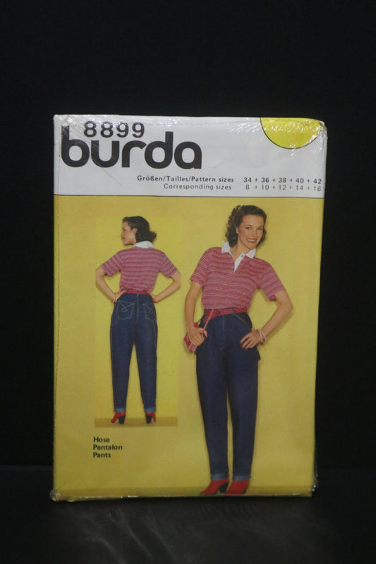 Burda 8899 Jeans Pants Sewing Pattern - UNCUT Size 8 10 12 14 16