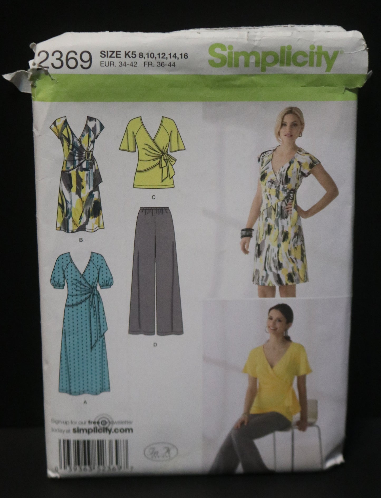 Simplicity 2369 Misses Knit Dress in Two Lengths or Tunic and Pants Sewing Pattern UNCUT Size 8 10 12 14 16