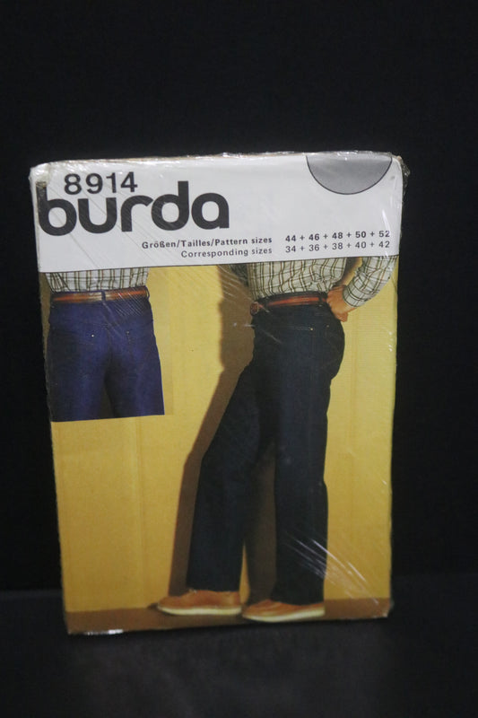 Burda 8914 Mens Jeans Pants Sewing Pattern - UNCUT Size 34 36 38 40 42