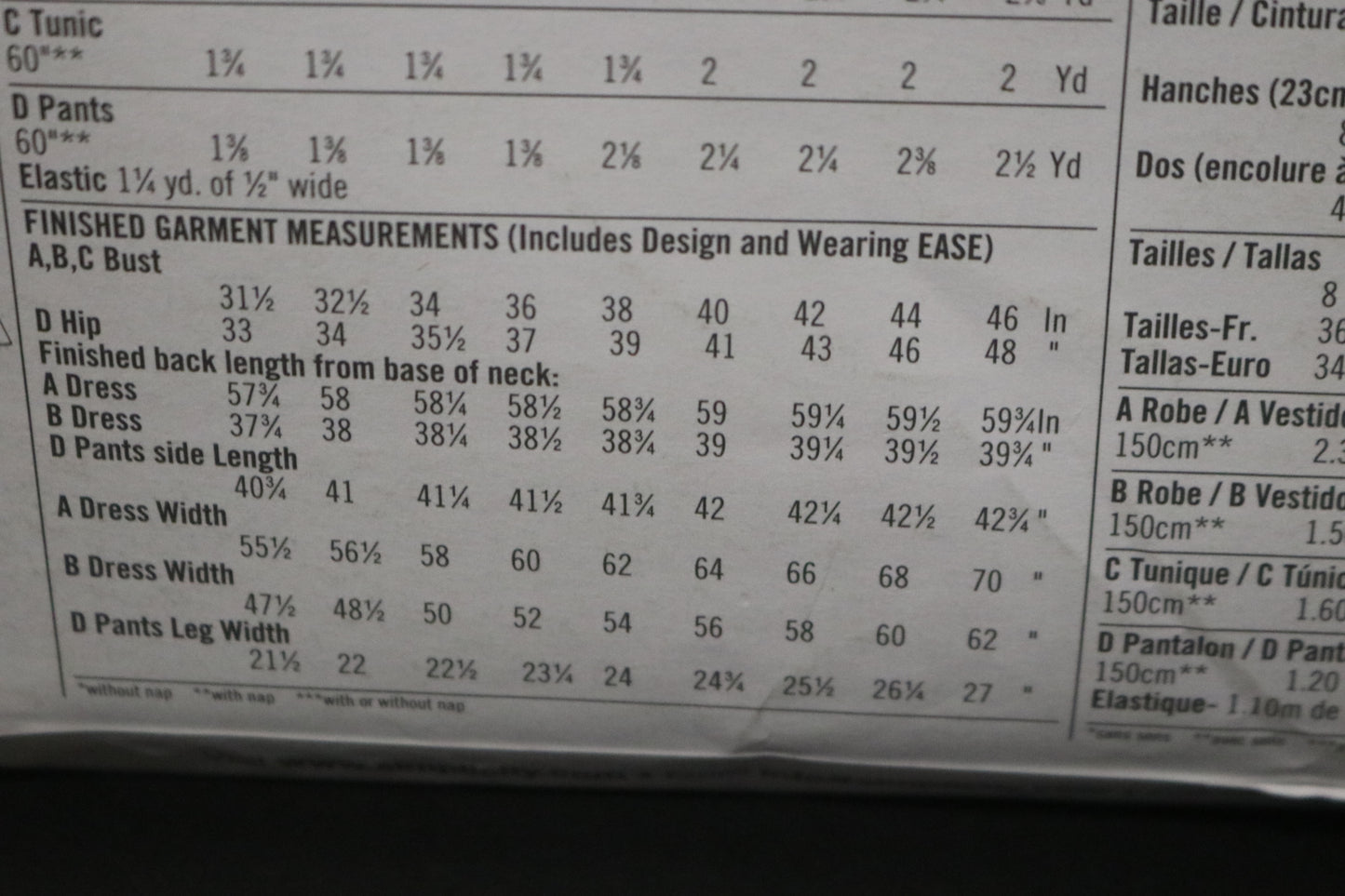 Simplicity 2369 Misses Knit Dress in Two Lengths or Tunic and Pants Sewing Pattern UNCUT Size 8 10 12 14 16