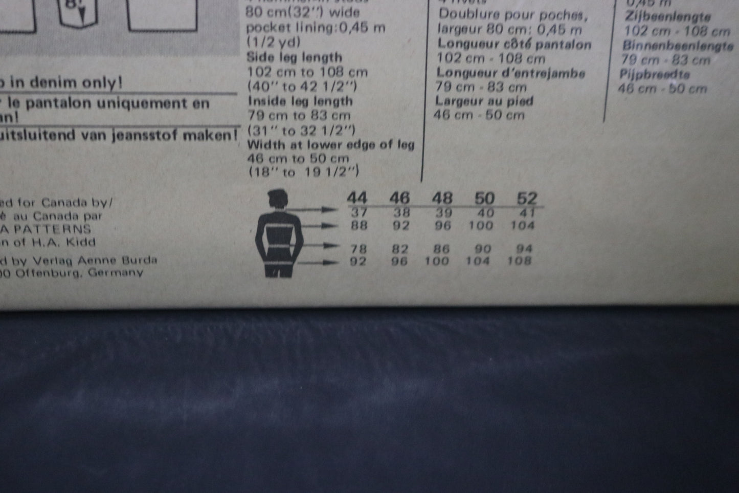 Burda 8914 Mens Jeans Pants Sewing Pattern - UNCUT Size 34 36 38 40 42