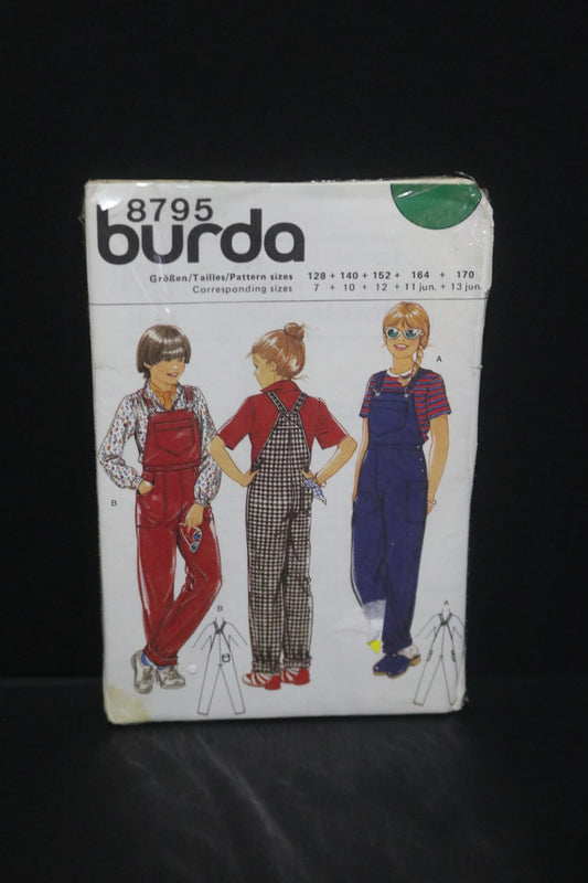 Burda 8795 Boys Girls Overalls Sewing Pattern - UNCUT Size 7 10 12 11jun 13jun