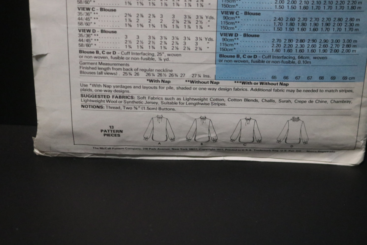 McCalls 5675 Misses Set of Blouses with One-Color Iron-On Transfer Sewing Pattern UNCUT - Size 10 Bust 32 1/2