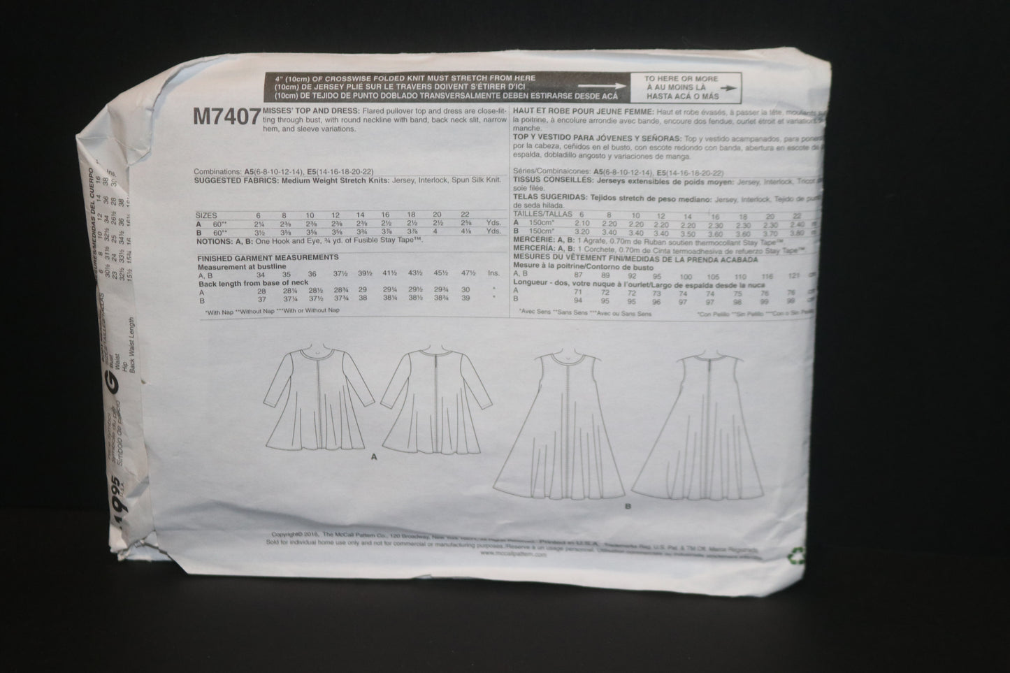 McCalls 7407 Palmer Pletsch Misses Top and Pants Sewing Pattern UNCUT - Size 6 8 10 12 14