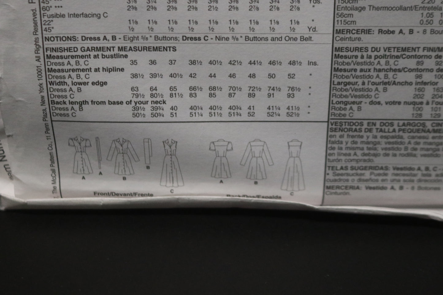 McCalls 5378 Misses / Miss Petite Dresses in Two Lengths Belt and Sash Sewing Pattern - UNCUT - Size 6 8 10 12 14