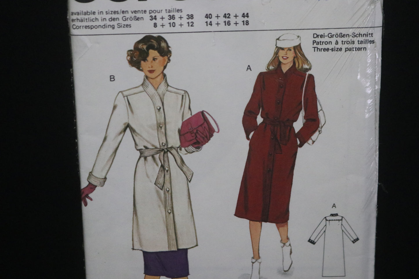 Burda 9183 Misses Coat and Belt Sewing Pattern - UNCUT Size 14 16 18