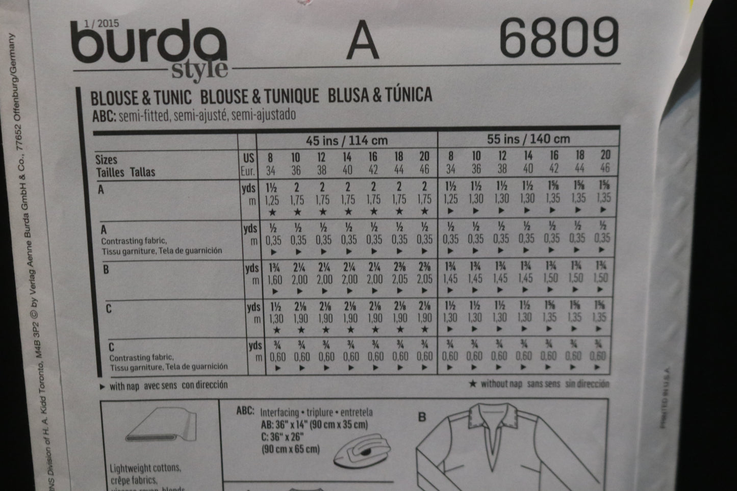 Burda 6809 Misses Blouse and Tunic Sewing Pattern UNCUT Size 8 - 20