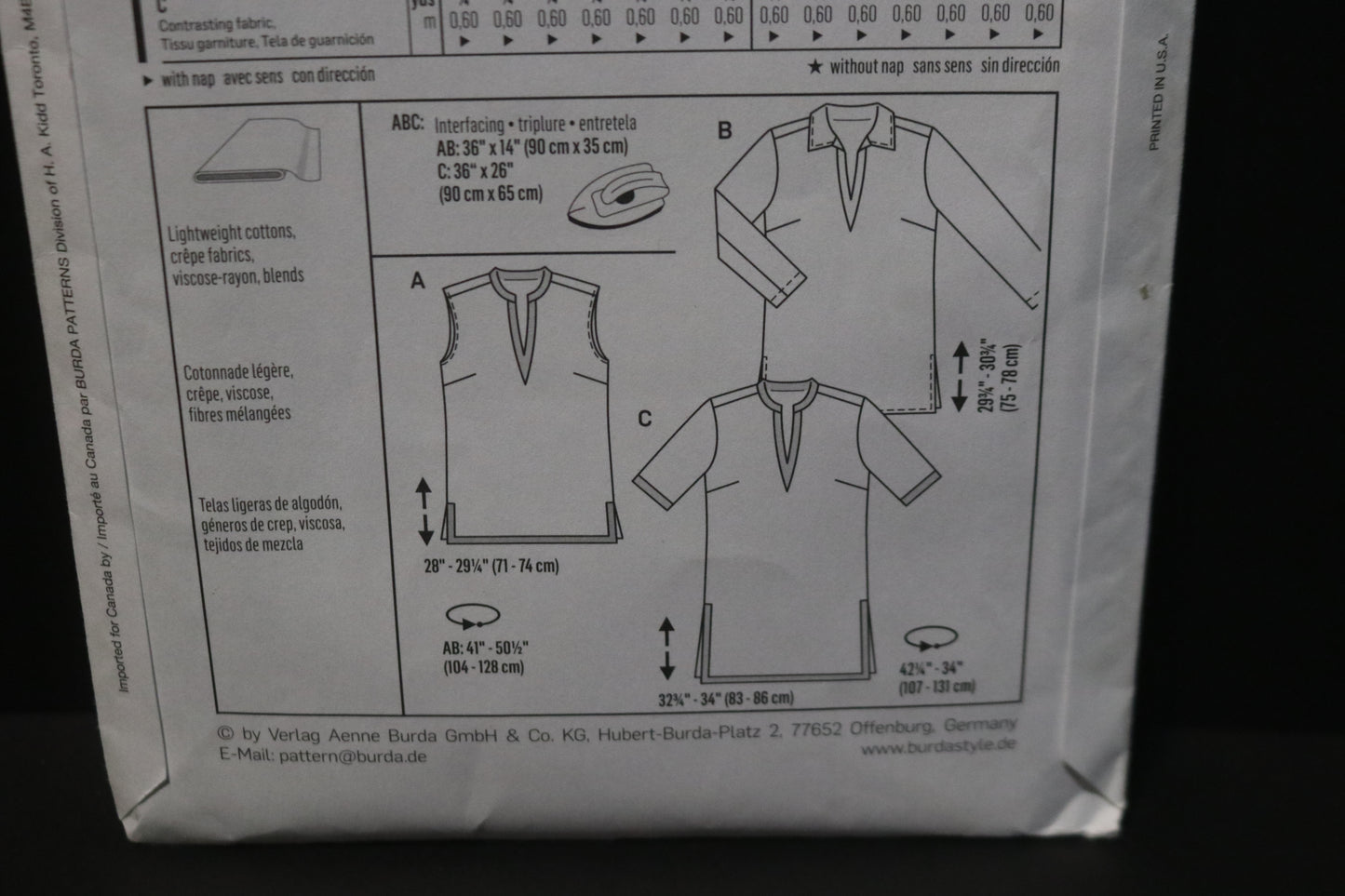 Burda 6809 Misses Blouse and Tunic Sewing Pattern UNCUT Size 8 - 20