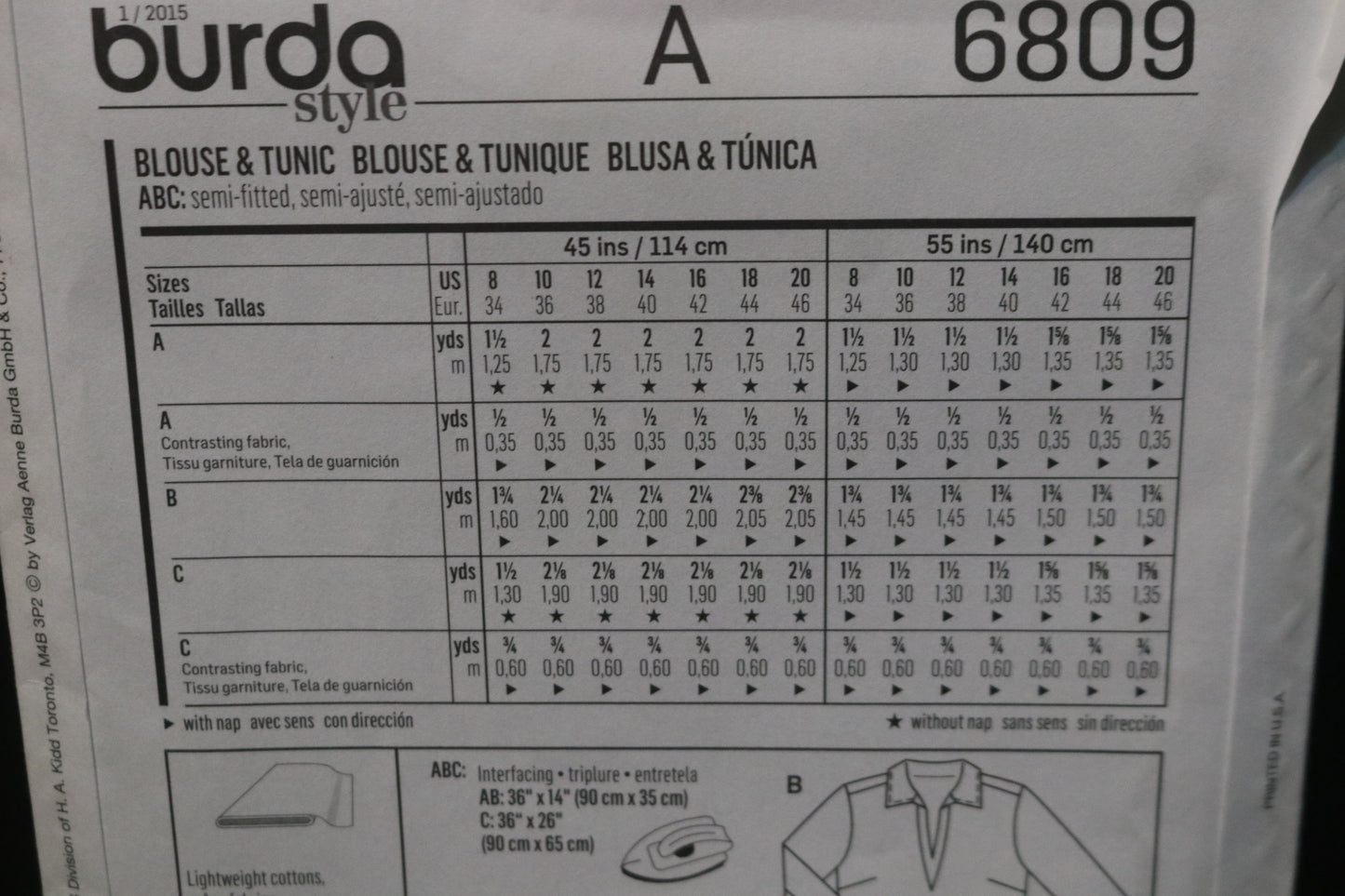 Burda 6809 Misses Blouse and Tunic Sewing Pattern UNCUT Size 8 - 20