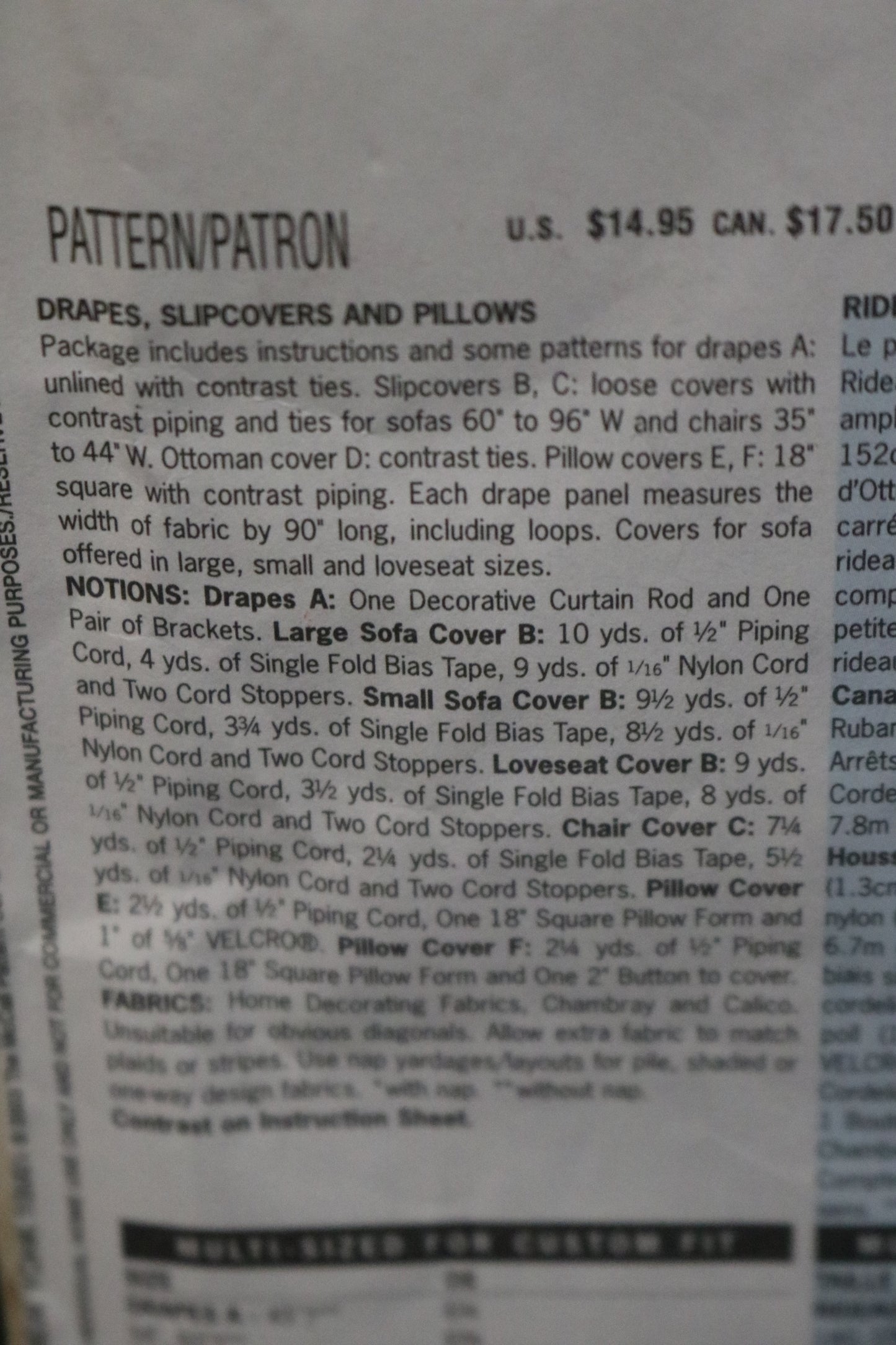 Butterick 3877 Waverly Drapes Slipcovers and Pillows Sewing Pattern - UNCUT