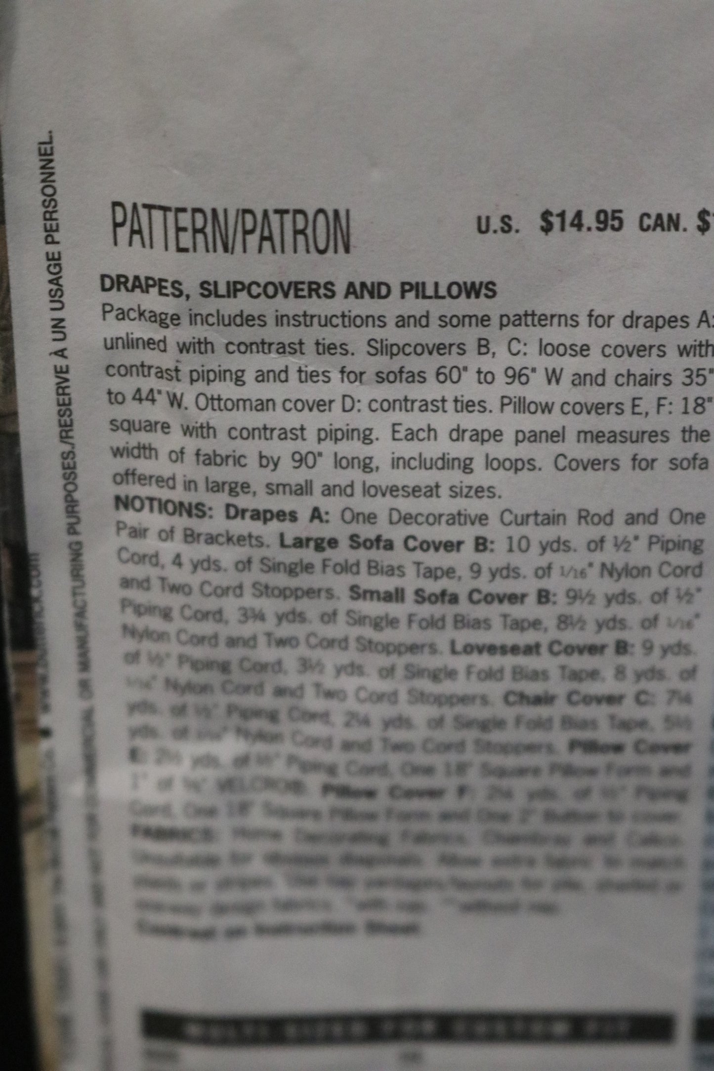 Butterick 3877 Waverly Drapes Slipcovers and Pillows Sewing Pattern - UNCUT