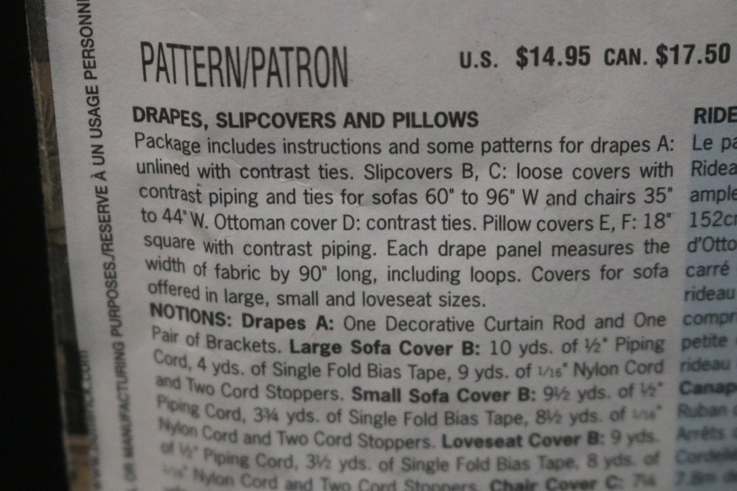Butterick 3877 Waverly Drapes Slipcovers and Pillows Sewing Pattern - UNCUT