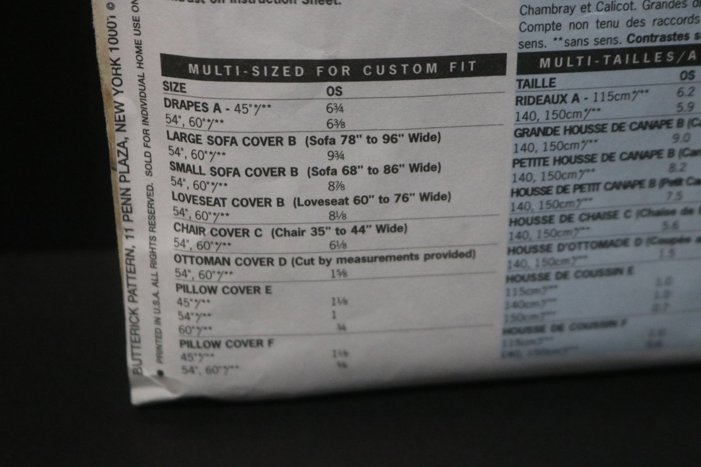 Butterick 3877 Waverly Drapes Slipcovers and Pillows Sewing Pattern - UNCUT