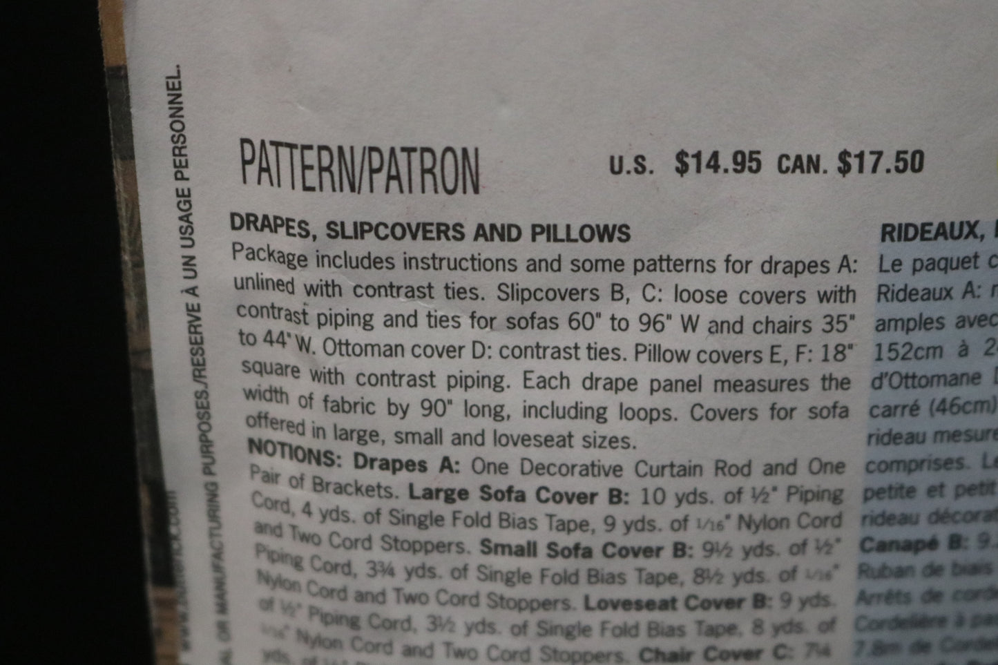 Butterick 3877 Waverly Drapes Slipcovers and Pillows Sewing Pattern - UNCUT