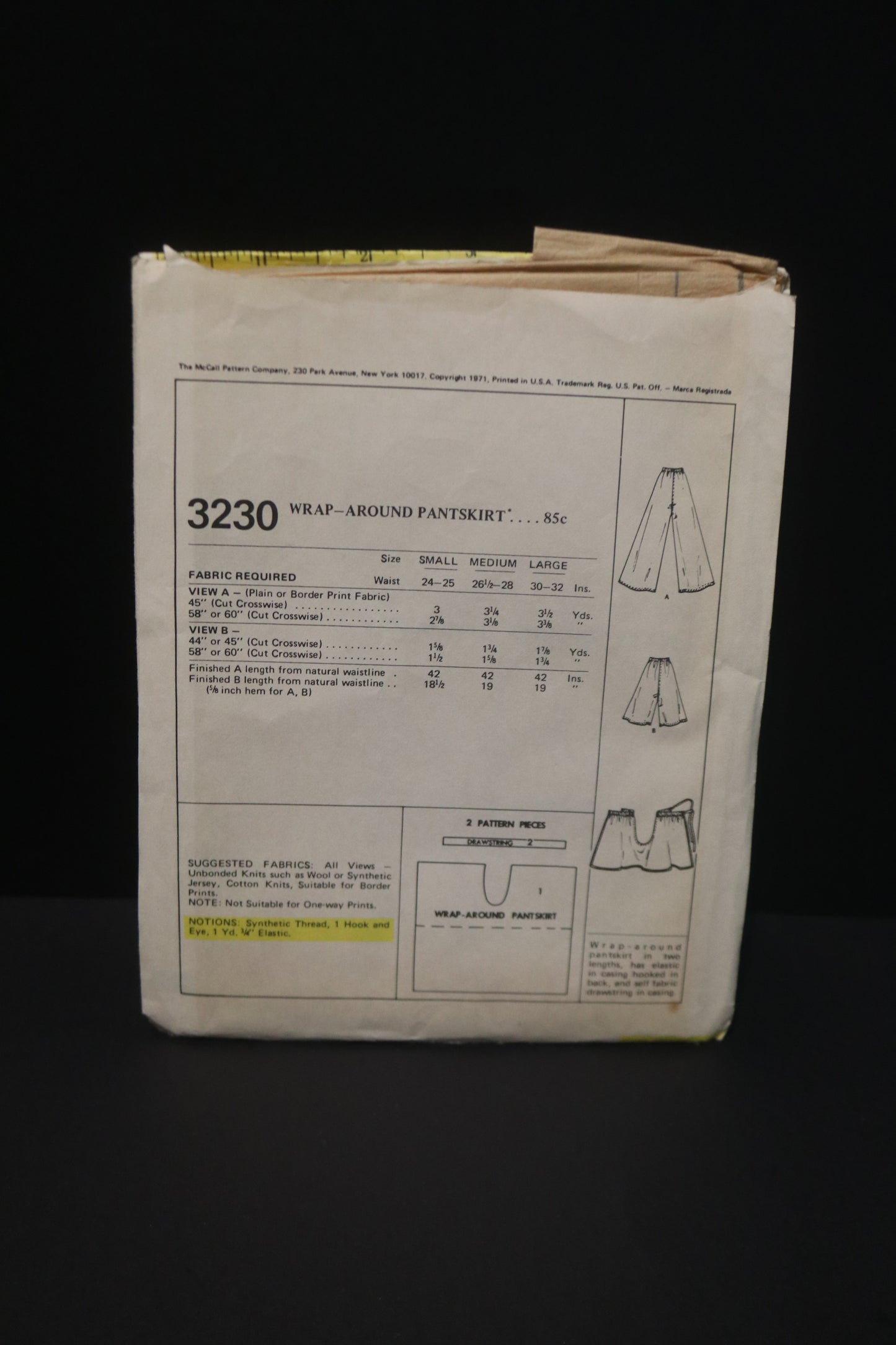 McCalls 5814 Misses Pantskirt Sewing Pattern - UNCUT Size Small