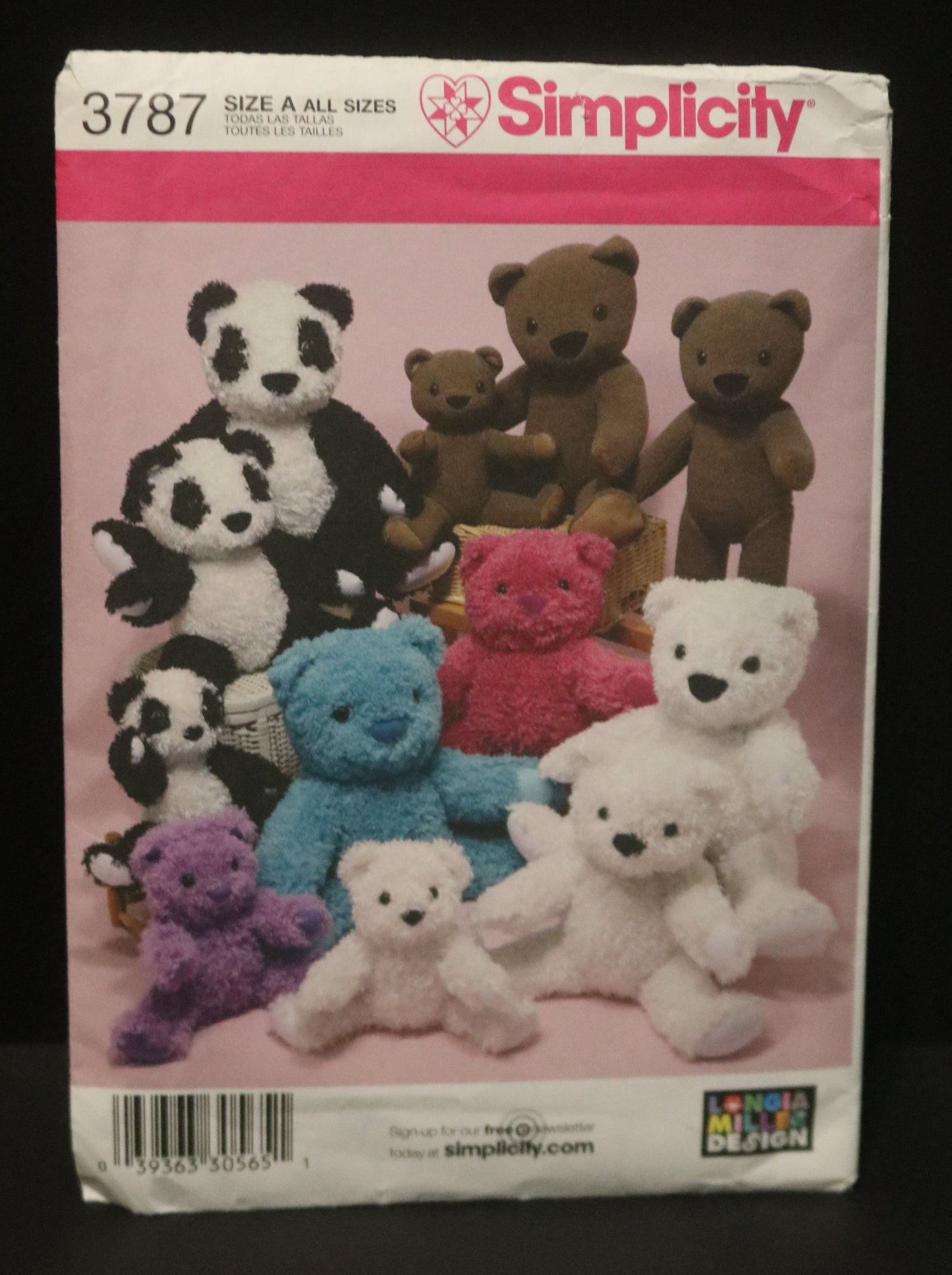 Simplicity 3787 Bears in Three Sizes S 18" M 25" and L 30" Sewing Pattern UNCUT