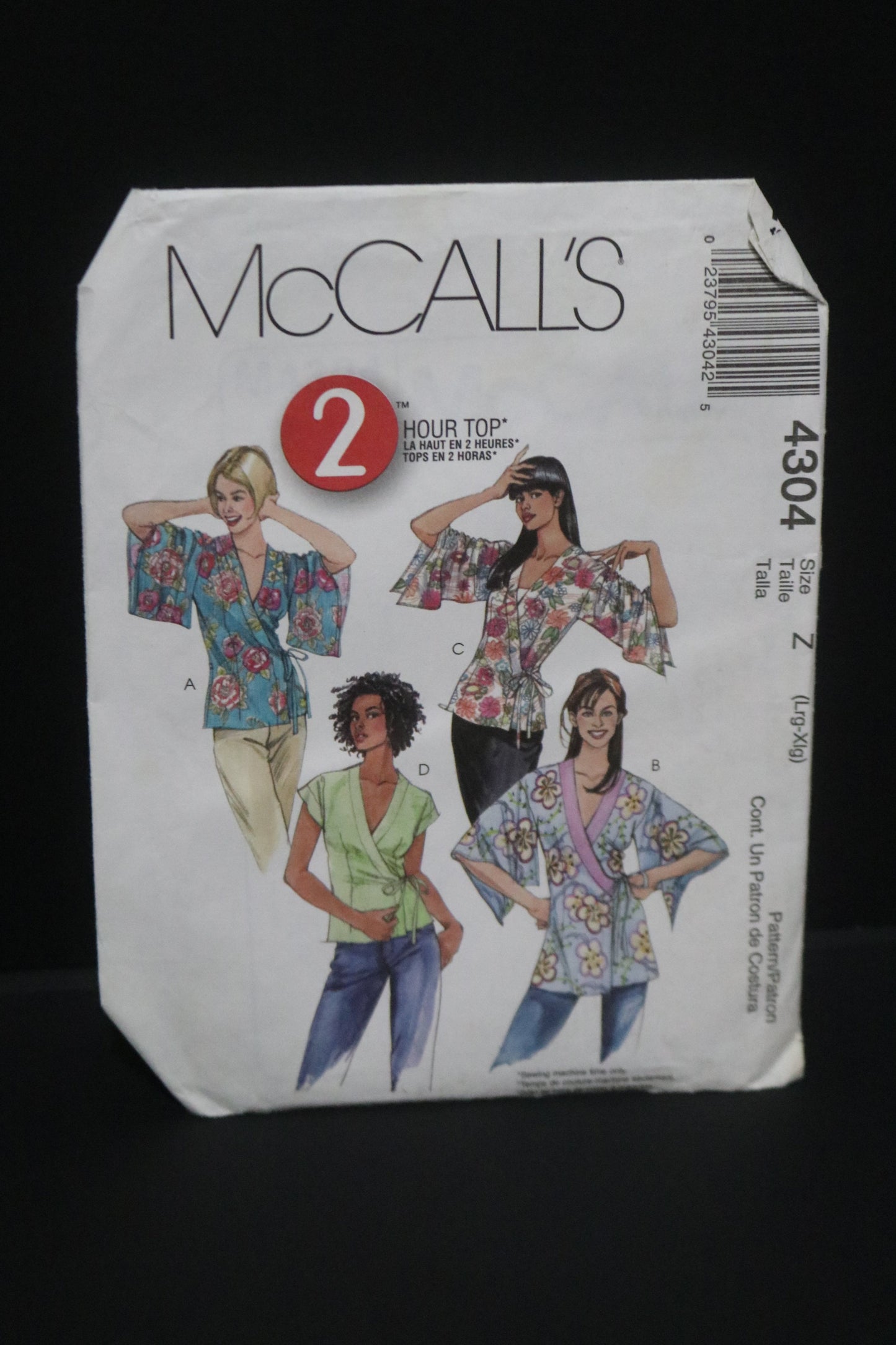 McCalls 4304 Misses Top in Two Lengths Sewing Pattern UNCUT - Size Lrg- Xxl