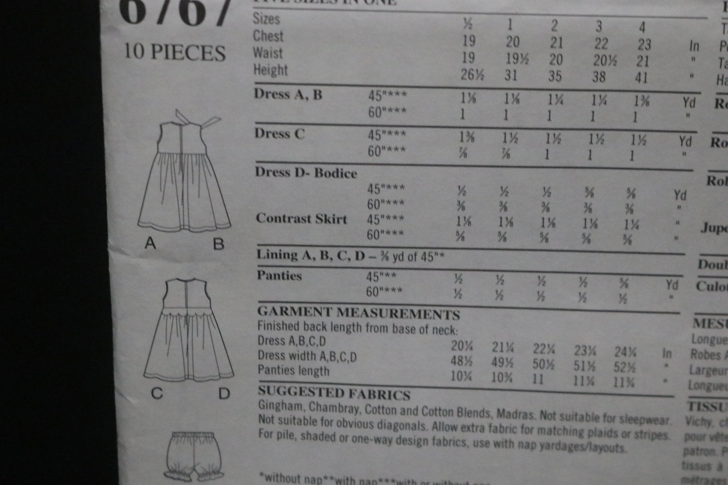 New Look 6767 Girls Toddlers Dress and Panties Sewing Pattern UNCUT Size 1/2 1 2 3 4