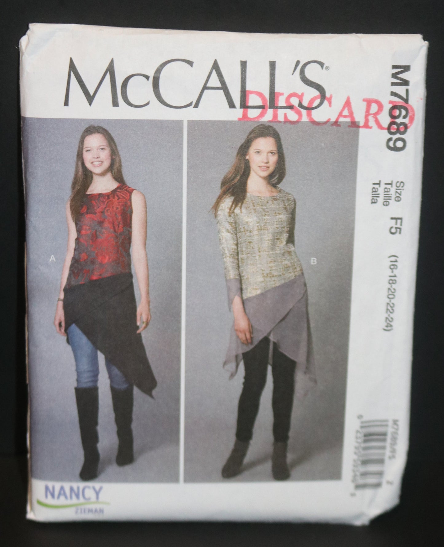 McCalls 7689 Misses Tops Sewing Pattern - UNCUT - Size 16 18 20 22 24