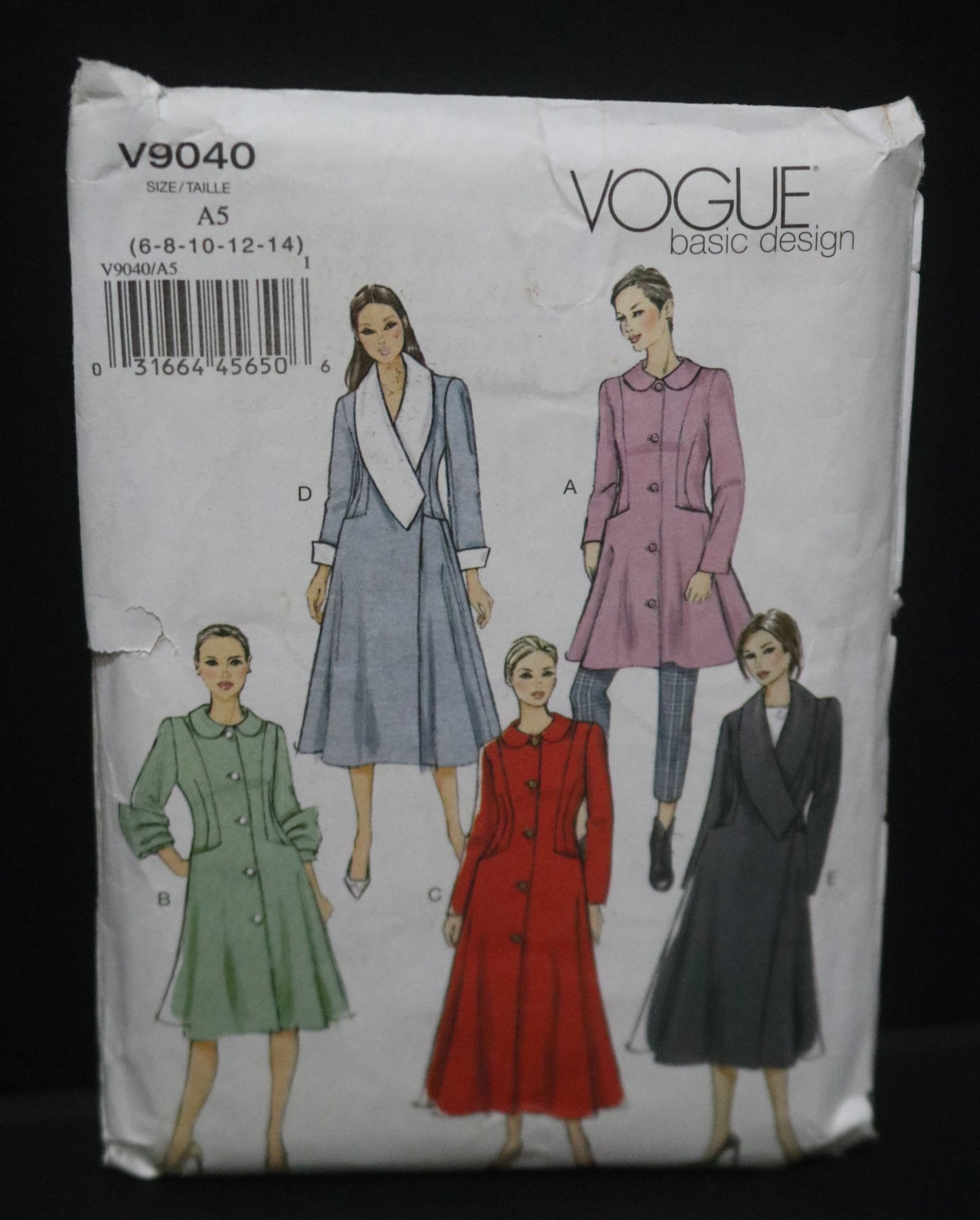 Vogue 9040 Misses Coat Sewing Pattern - UNCUT - Size 6 8 10 12 14