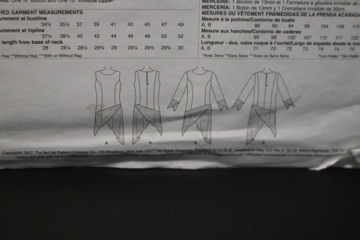 McCalls 7689 Misses Tops Sewing Pattern - UNCUT - Size 16 18 20 22 24