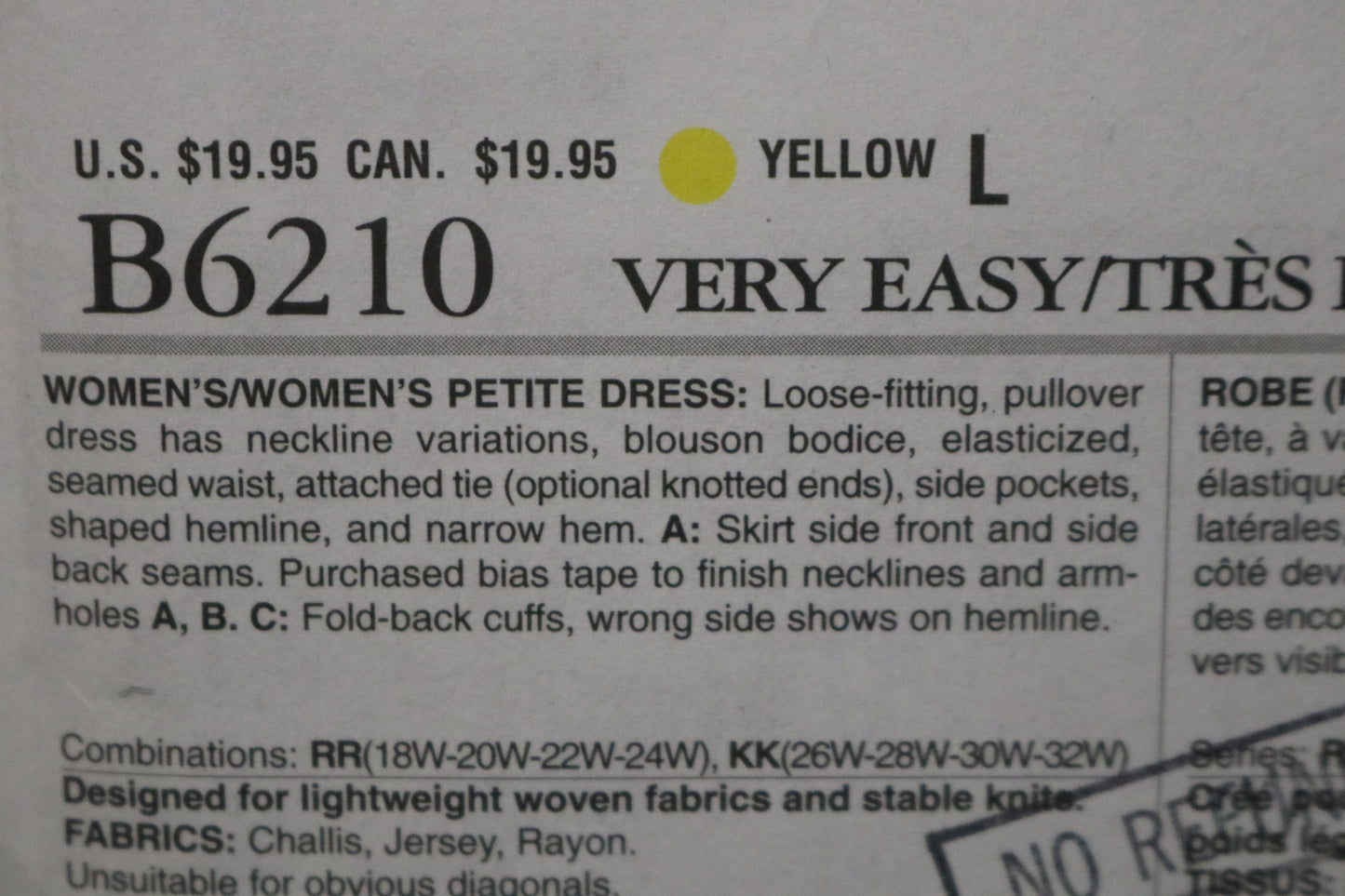 Butterick 6210 Womens / Womens Petite Dress Sewing Pattern UNCUT Size 26W 28W 30W 32W