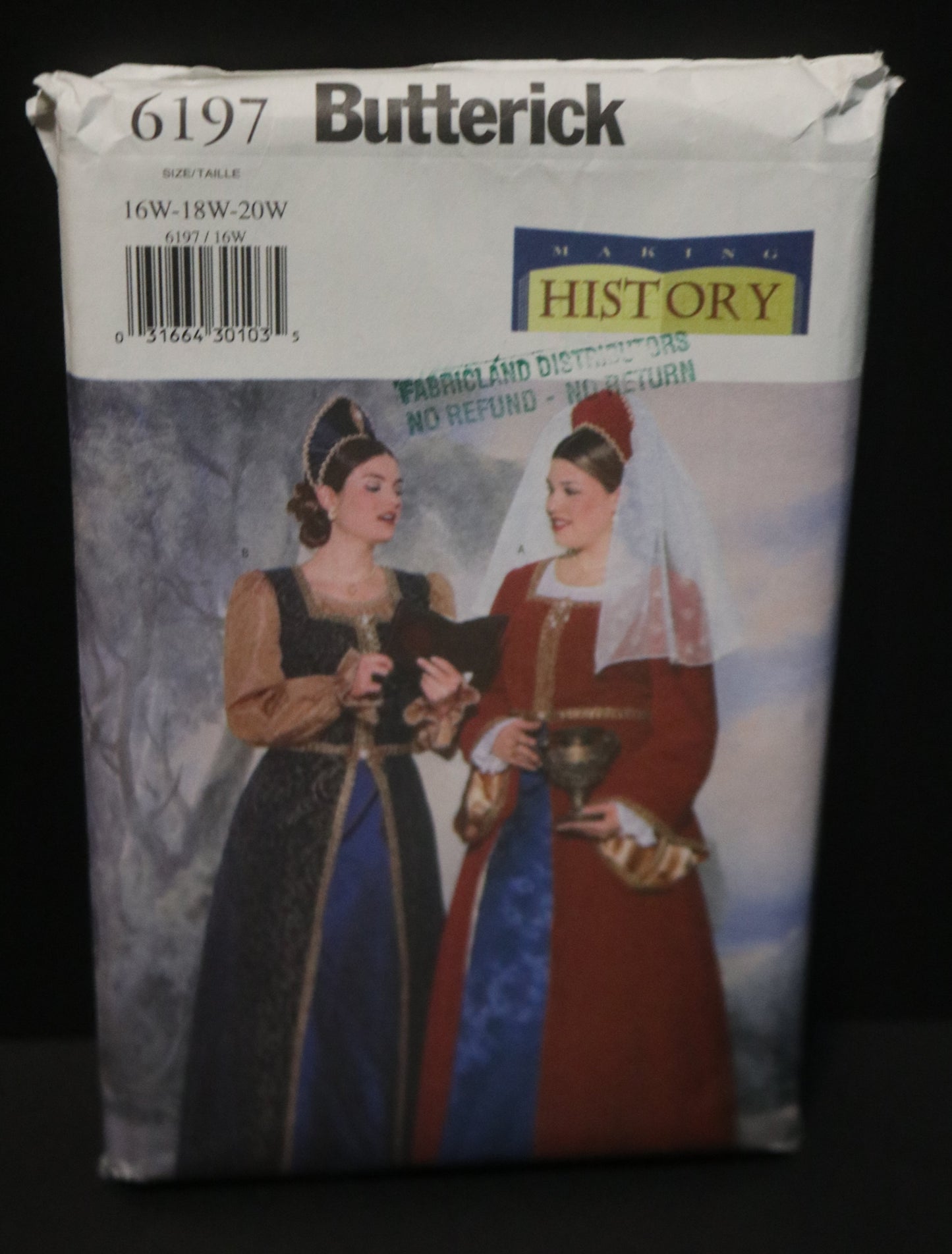 Butterick 6197 Making History Womens / Womens Petite Historical Costume Sewing Pattern UNCUT  Size 16w 18w 20w