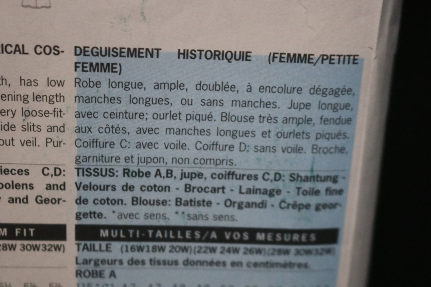 Butterick 6197 Making History Womens / Womens Petite Historical Costume Sewing Pattern UNCUT  Size 16w 18w 20w