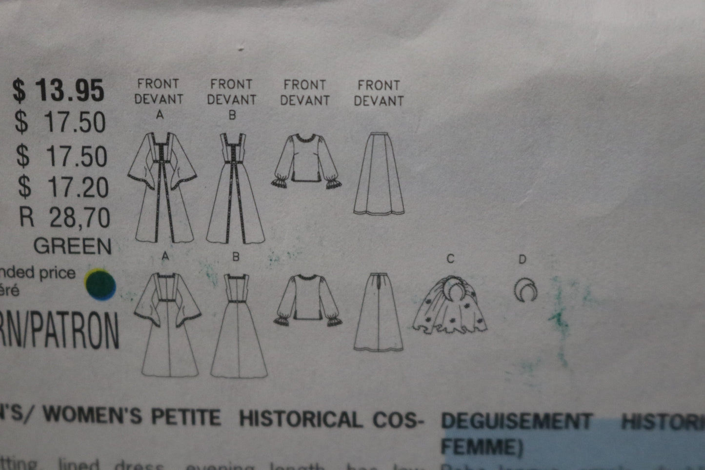 Butterick 6197 Making History Womens / Womens Petite Historical Costume Sewing Pattern UNCUT  Size 16w 18w 20w