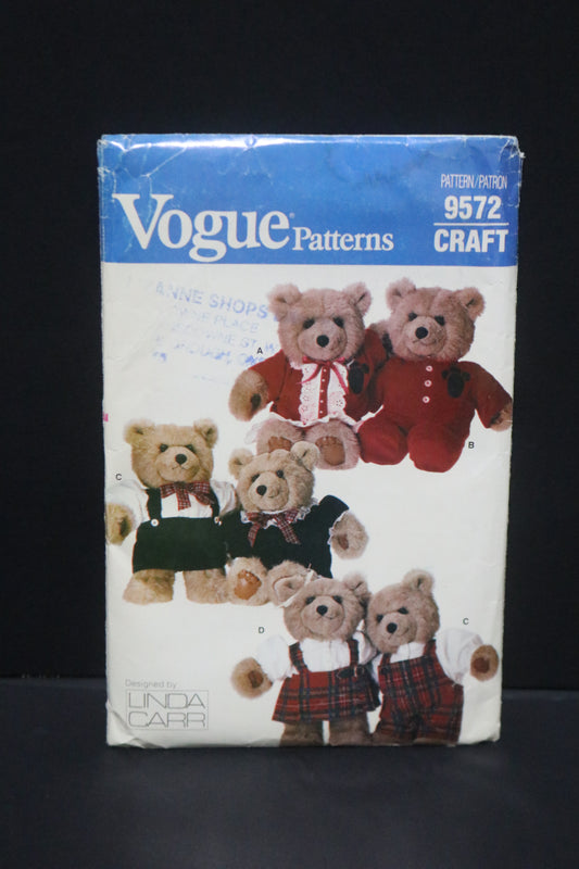 Vogue 9572 Linda Carr Baby Bear Clothes Sewing Pattern UNCUT