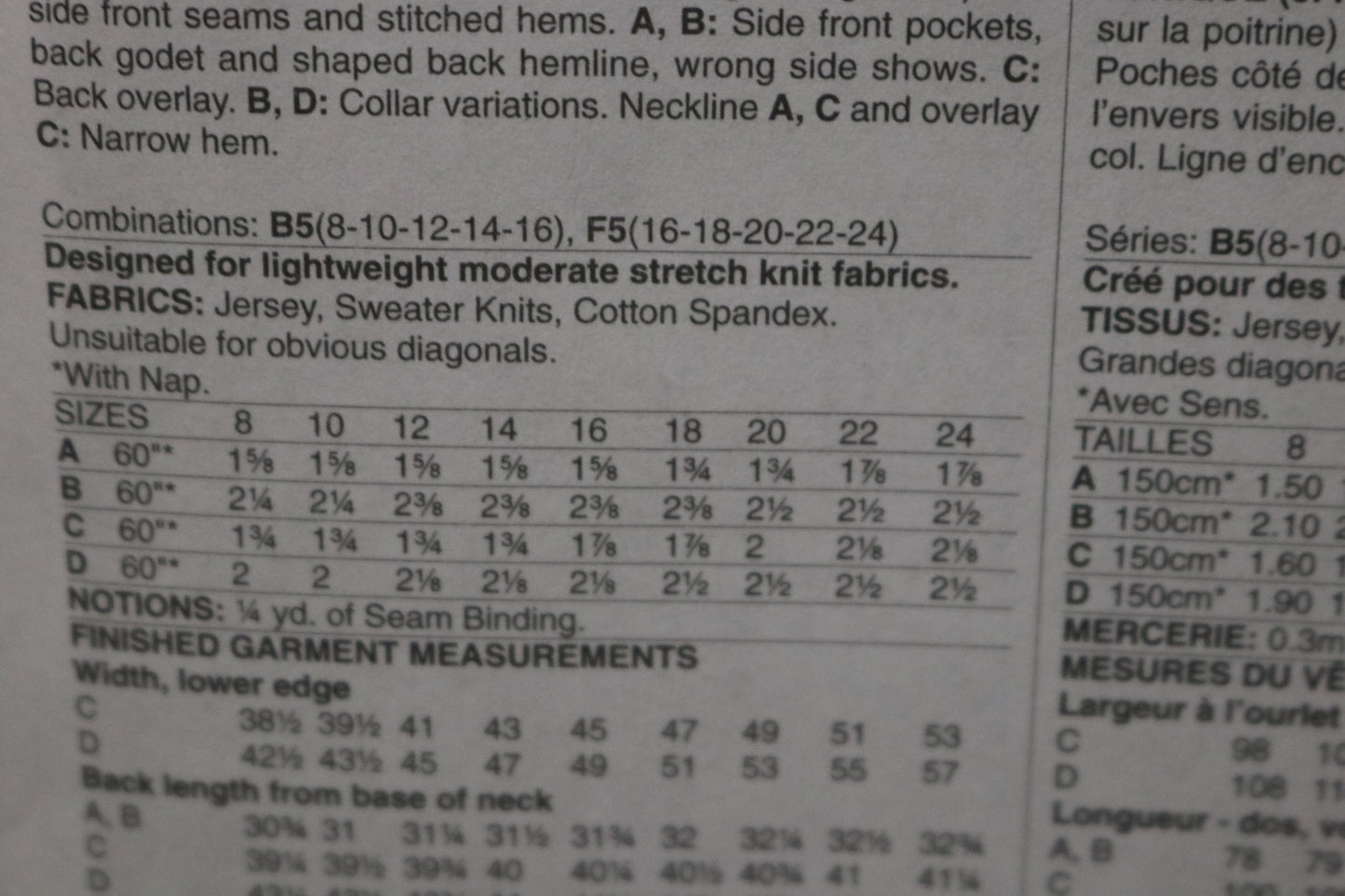 Butterick 6248 Misses Tunic Sewing Pattern UNCUT  Size 8 10 12 14 16