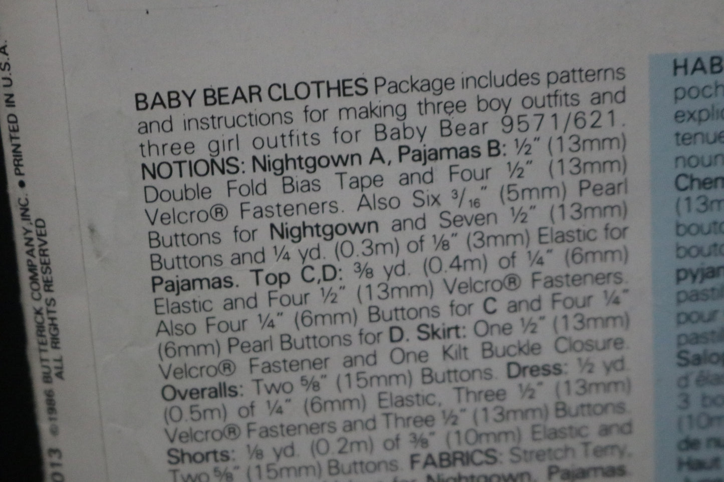 Vogue 9572 Linda Carr Baby Bear Clothes Sewing Pattern UNCUT
