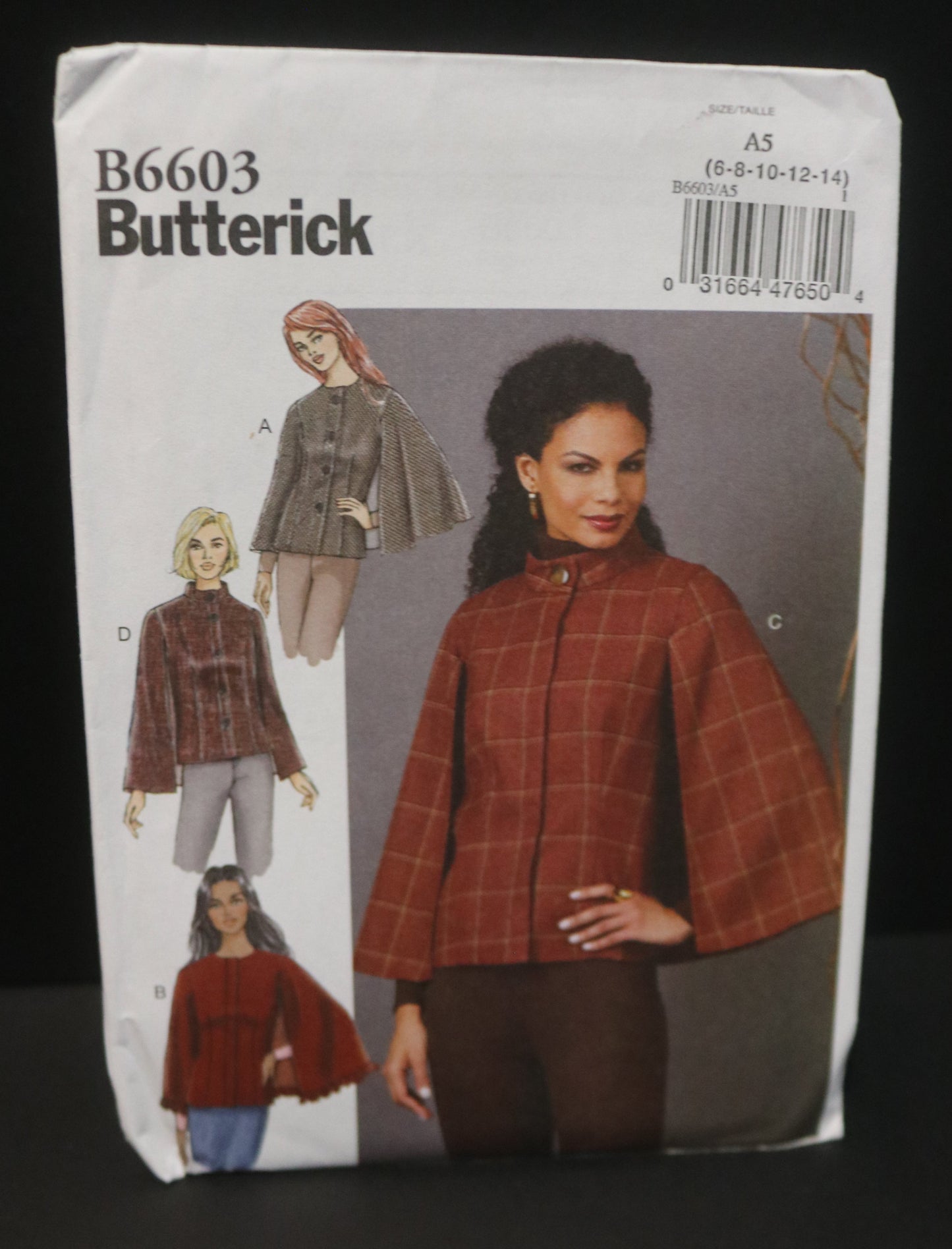 Butterick 6603 Misses Cape Sewing Pattern  - UNCUT - Size 6 8 10 12 14