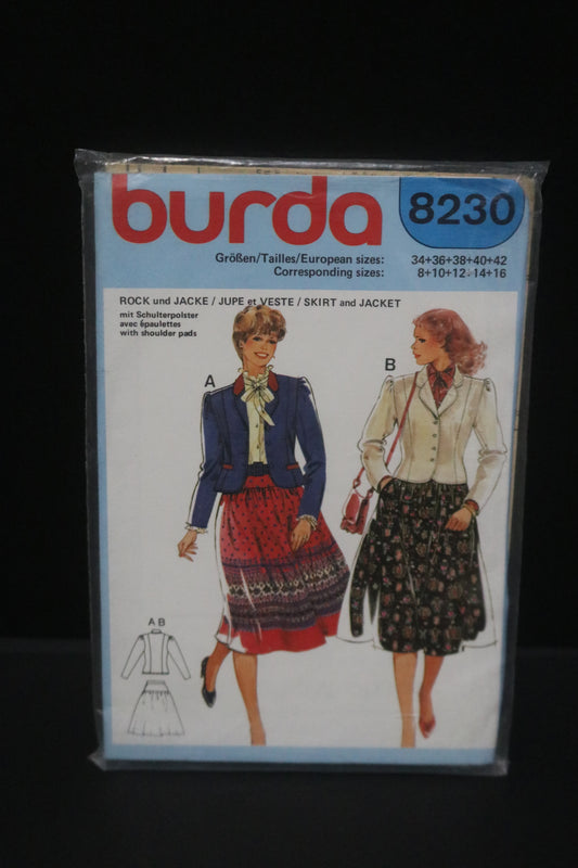 Burda 8230 Misses Jacket and Skirt Sewing Pattern - UNCUT - Size 8 10 12 14 16