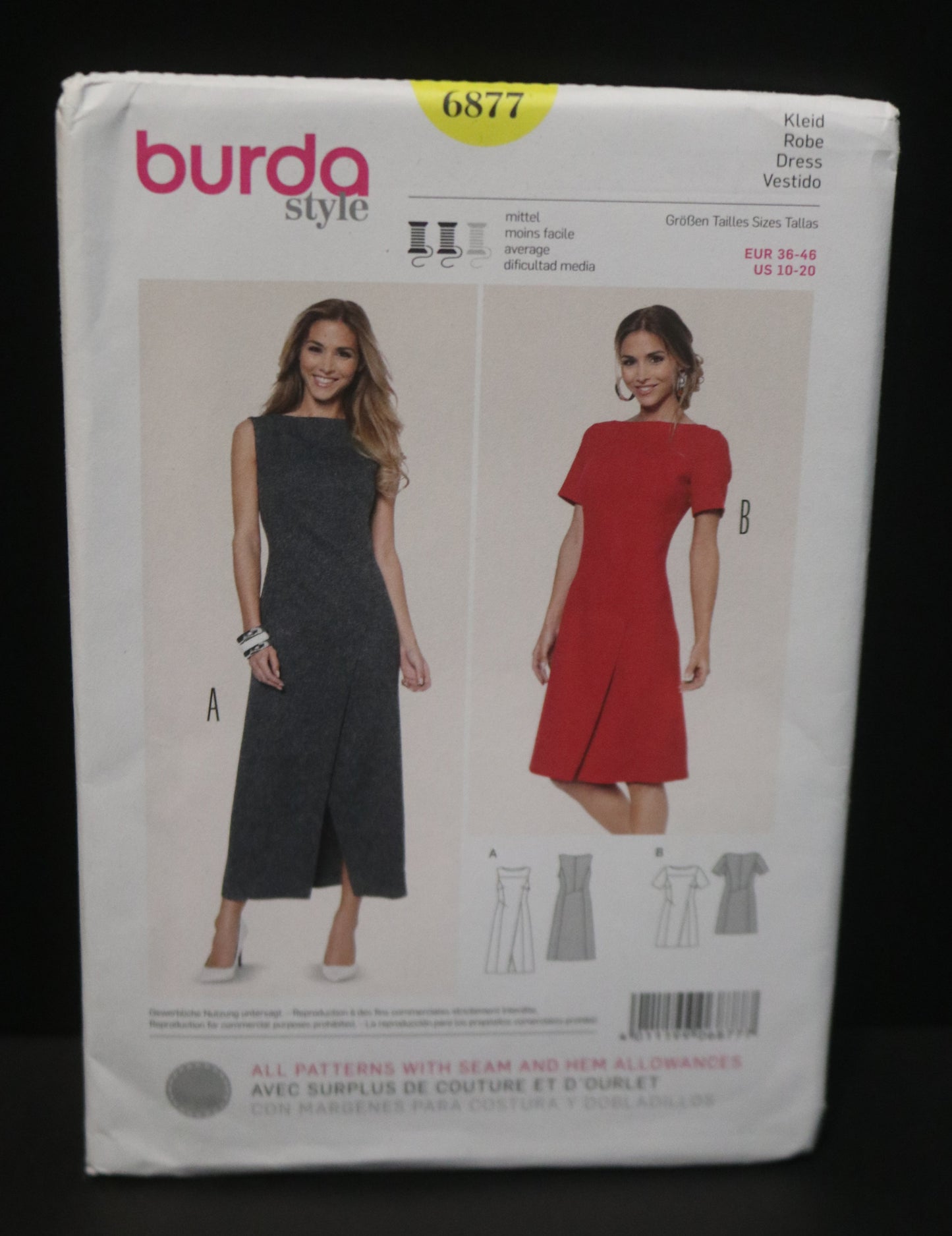 Burda 6877 Misses Dress Sewing Pattern - UNCUT - Size 10 - 20