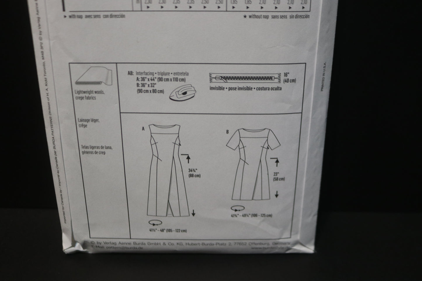 Burda 6877 Misses Dress Sewing Pattern - UNCUT - Size 10 - 20