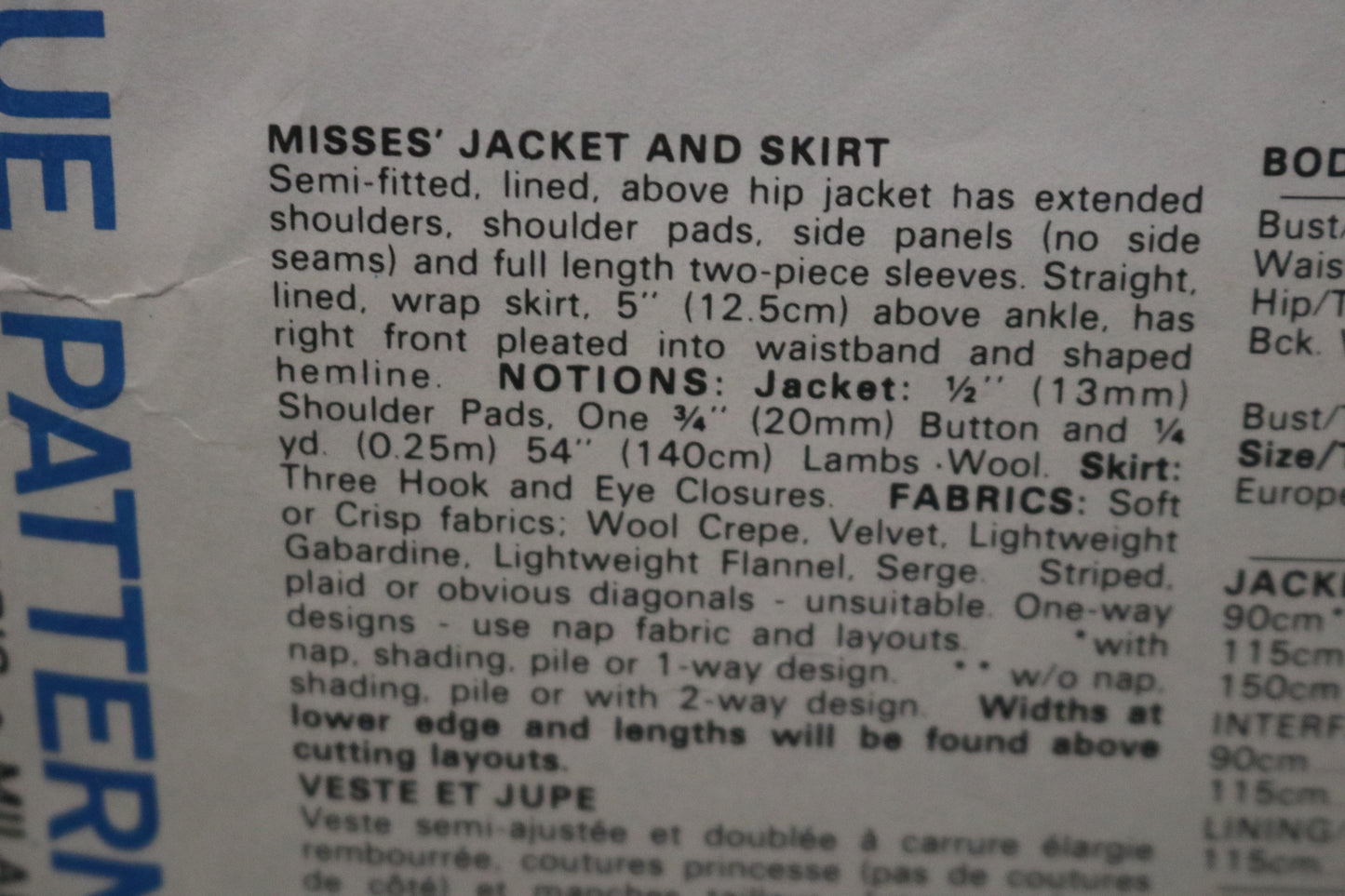 Vogue 1062 Calvin Klein American Designer Misses Jacket and Skirt Sewing Pattern - UNCUT - Size 12