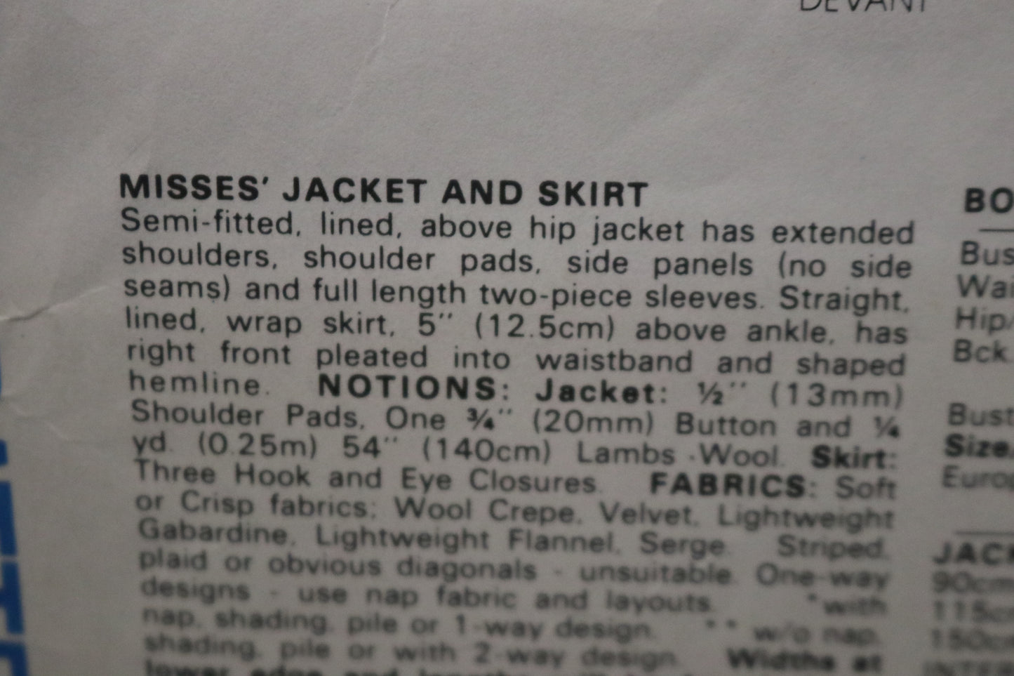 Vogue 1062 Calvin Klein American Designer Misses Jacket and Skirt Sewing Pattern - UNCUT - Size 12