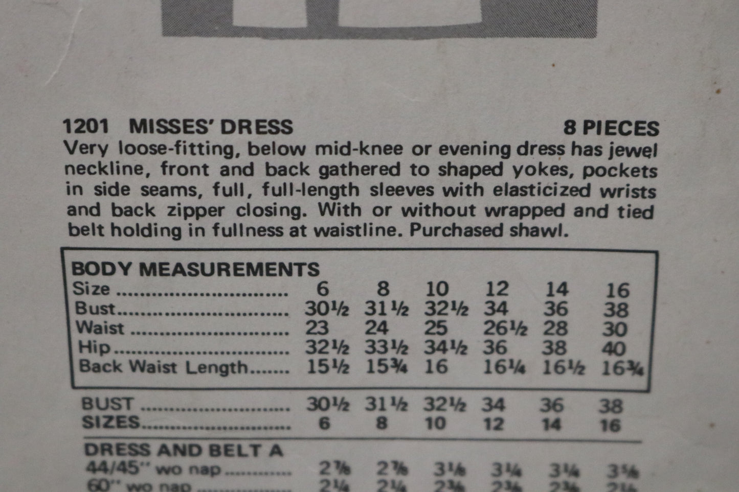 Vogue 1201 Leo Narducci Misses Dress Sewing Pattern - UNCUT - Size 6
