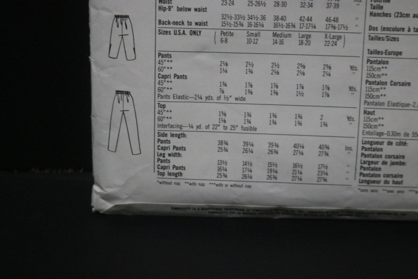 Simplicity 9669 Misses Pants in Two Lengths and Top Sewing Pattern UNCUT Size Petite - XL