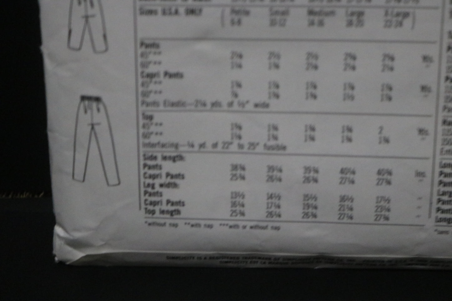 Simplicity 9669 Misses Pants in Two Lengths and Top Sewing Pattern UNCUT Size Petite - XL