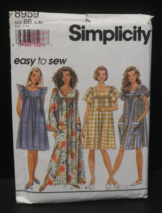 Simplicity 8959 Misses Pullover Dress in Two Lengths Sewing Pattern UNCUT Size L - XL