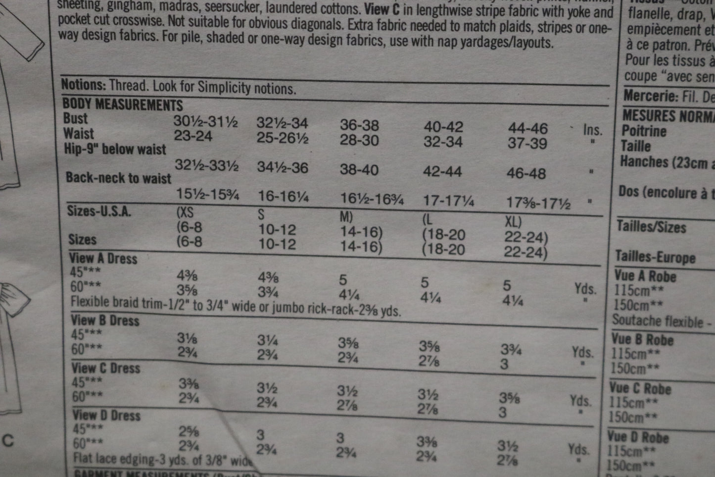 Simplicity 8959 Misses Pullover Dress in Two Lengths Sewing Pattern UNCUT Size L - XL