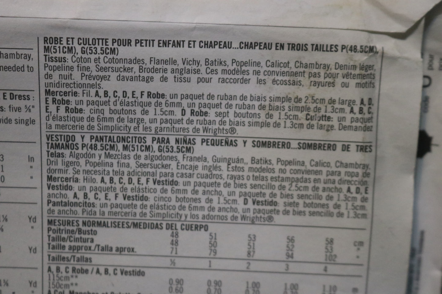 Simplicity 7201 Toddlers Dress, Panties and Hat...Hat in three sizes S (19'), M (20"), L(21") Sewing Pattern - UNCUT - Size 1/2 1 2 3 4