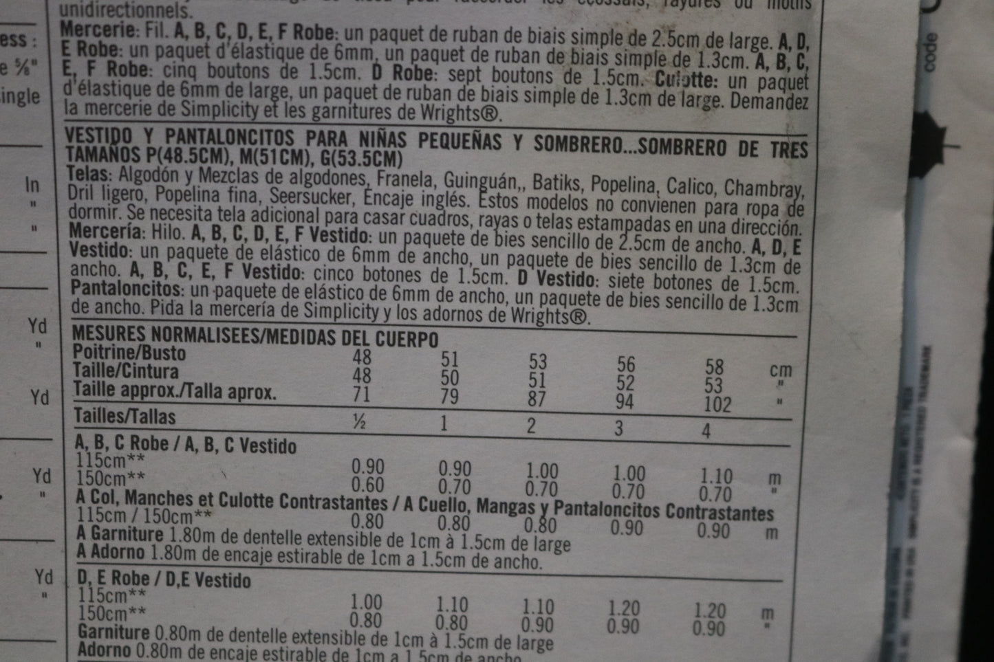 Simplicity 7201 Toddlers Dress, Panties and Hat...Hat in three sizes S (19'), M (20"), L(21") Sewing Pattern - UNCUT - Size 1/2 1 2 3 4