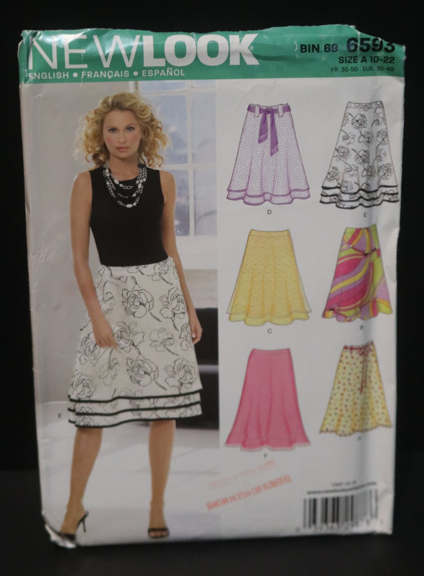 New Look 6593 Misses Skirt Sewing Pattern - UNCUT - Size 10 - 22